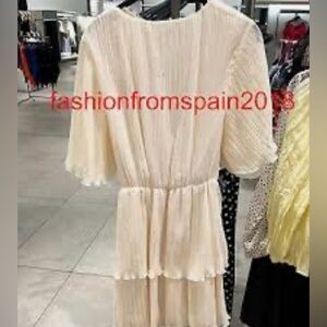 Zara Cream Ruffled Tiered Midi Dress